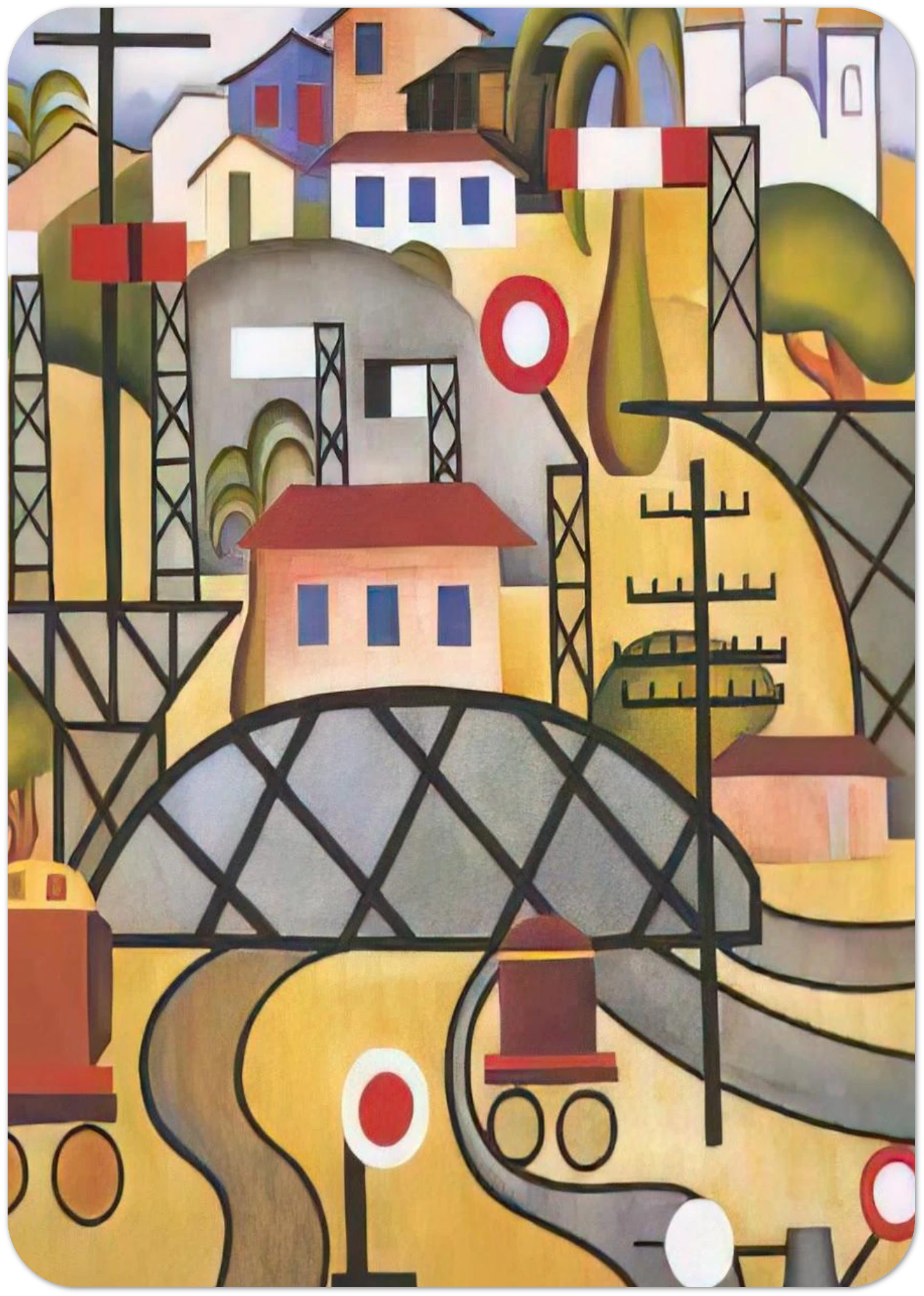 E.F.C.B. Estrada de Ferro Central do Brasil By Tarsila do Amaral Pack of 10 Post Cards | Tarsila do Amaral Post Cards | A6 (10.5 x 14.8 cm) - 4.1 x 5.8 inches
