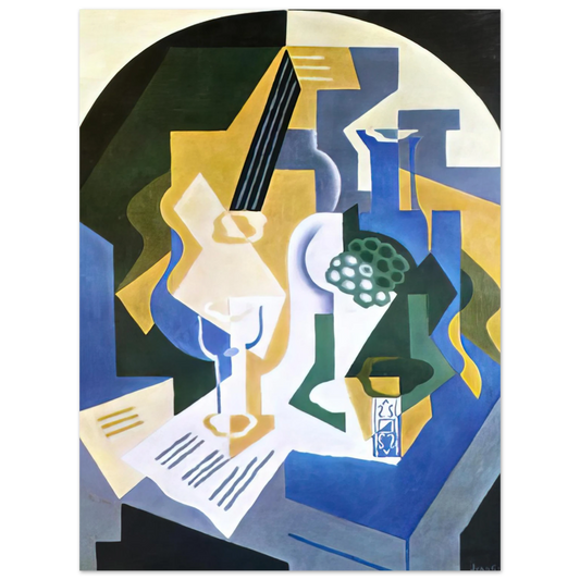 Juan Gris - STILL LIFE WITH FRUIT BOWL AND MANDOLIN 1919  75x100 cm / 30x40inches Fine Art Poster