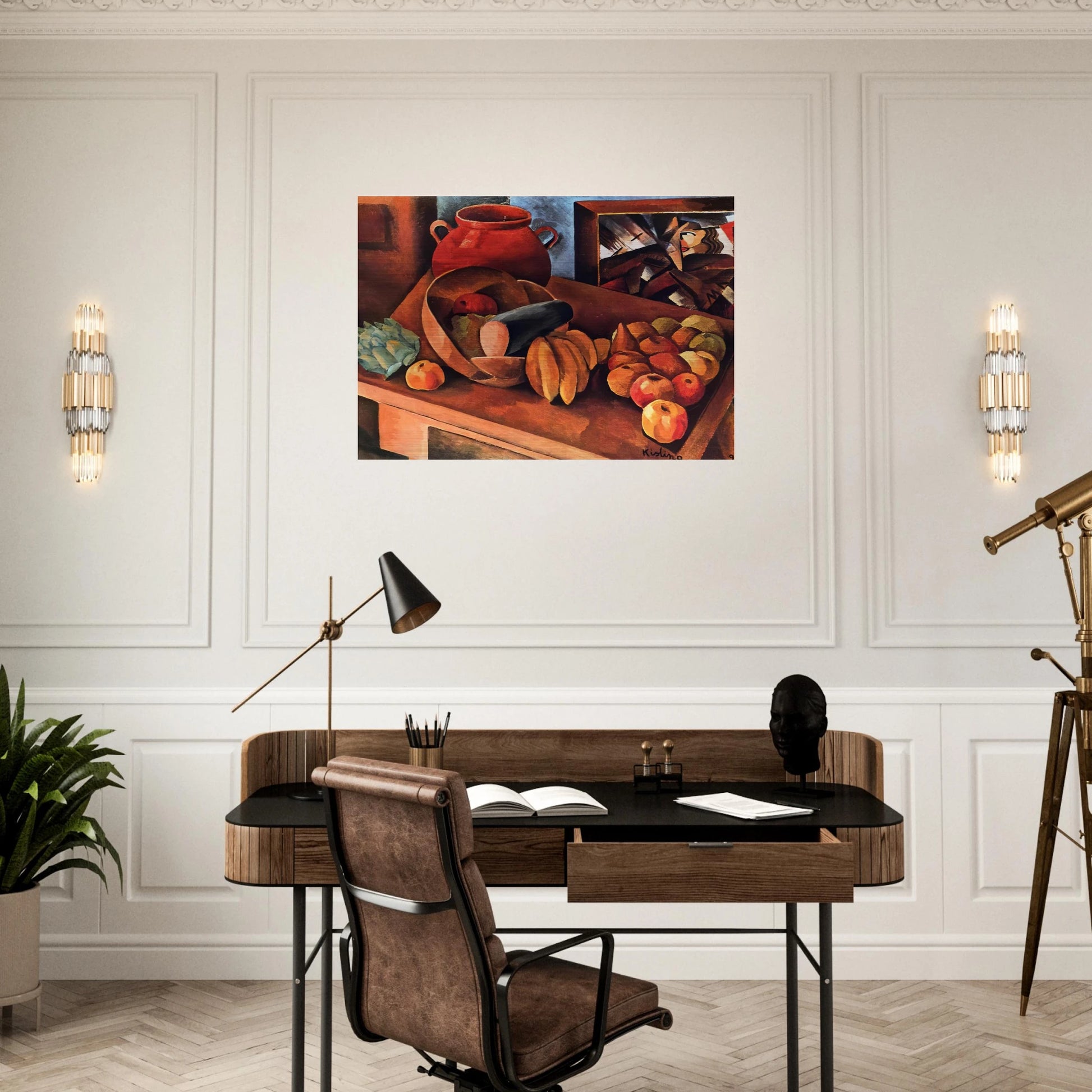 STILL LIFE WITH FRUIT 1913 - Moise Kisling Brushed Aluminum Print - 70x100 cm / 28x40 inches | Moise Kisling Aluminum Print | Moise Kisling Prints