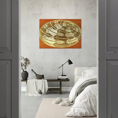 SPHERE SURFACE WITH FISHES COLOUR - MC Escher Brushed Aluminum Print - 70x100 cm / 28x40 inches | MC Escher Aluminum Print | MC Escher Prints