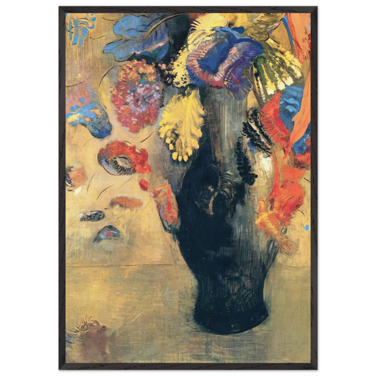 Flowers N5 - Odilon Redon 70x100 cm / 28x40 inches Framed Art Print – Black Wooden Frame