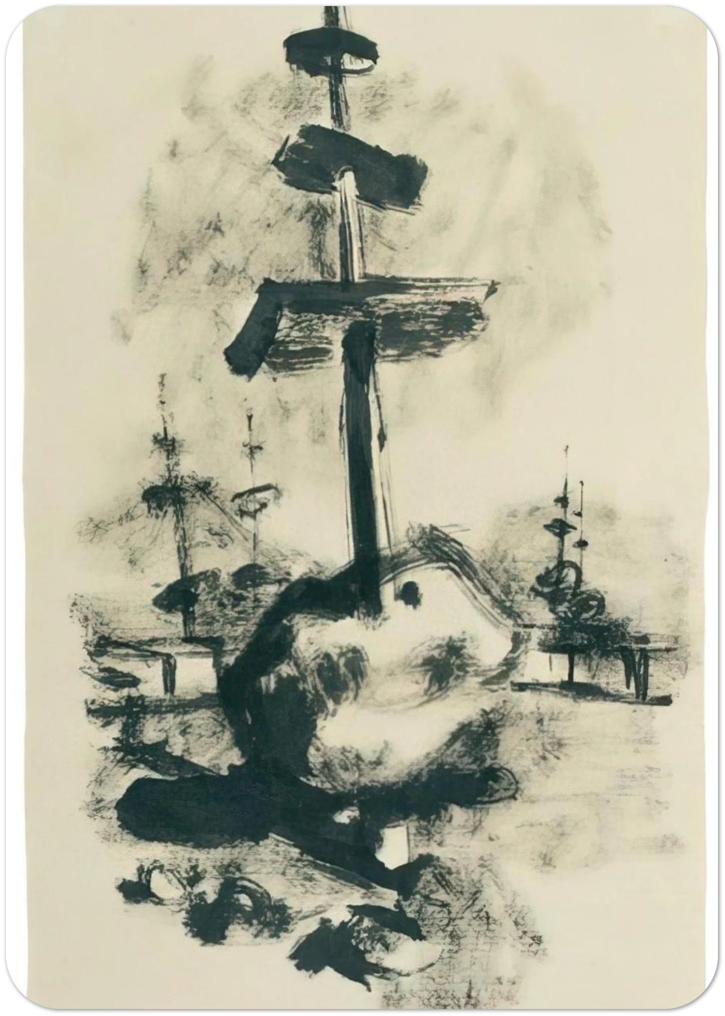 Come un monumento asiatico - 1936 By Julius Bissier Pack of 10 Post Cards | Julius Bissier Post Cards | A6 (10.5 x 14.8 cm) - 4.1 x 5.8 inches