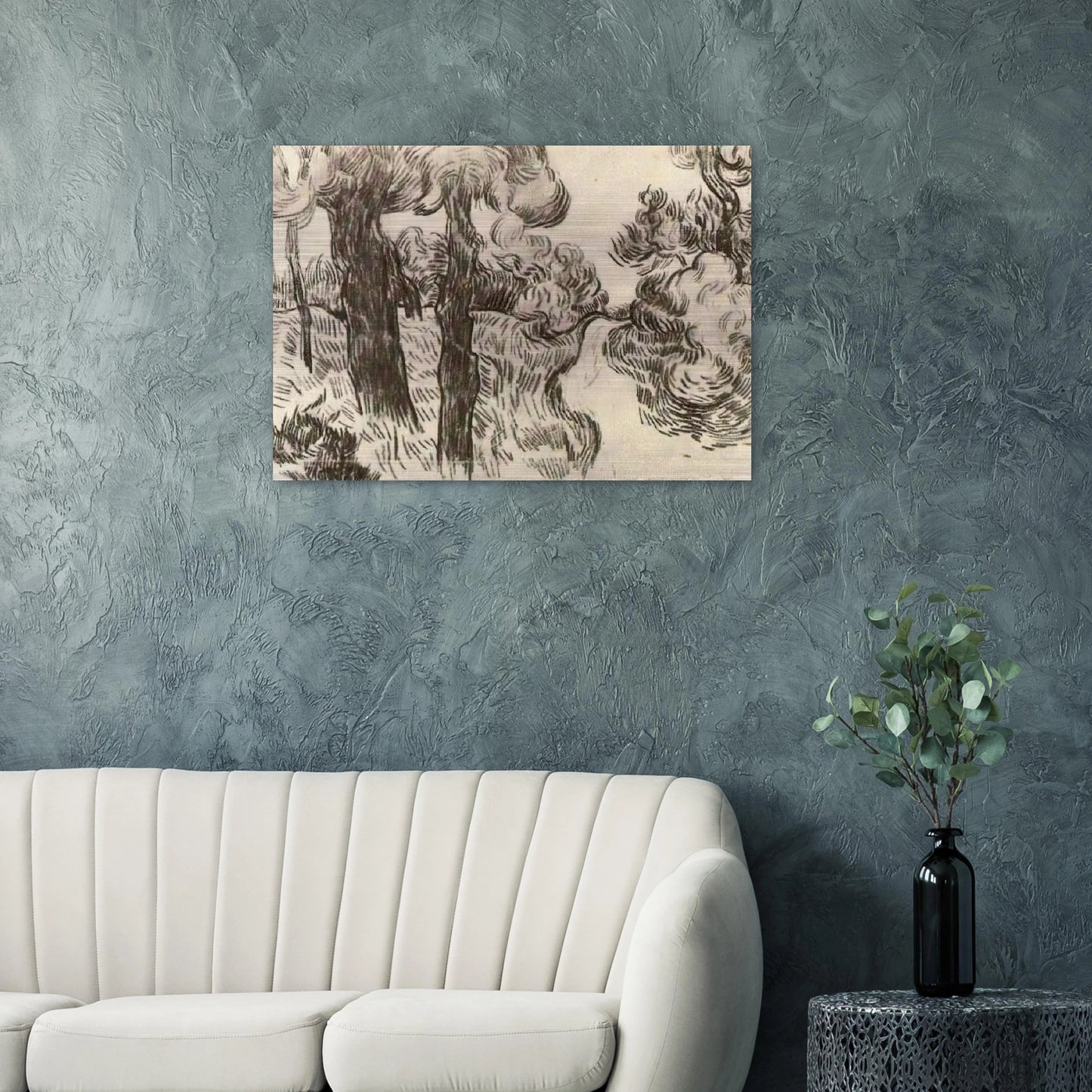 Path between Pine Trees - Vincent van Gogh Brushed Aluminum Print - 70x100 cm / 28x40 inches | Vincent van Gogh Aluminum Print | Vincent van Gogh Prints