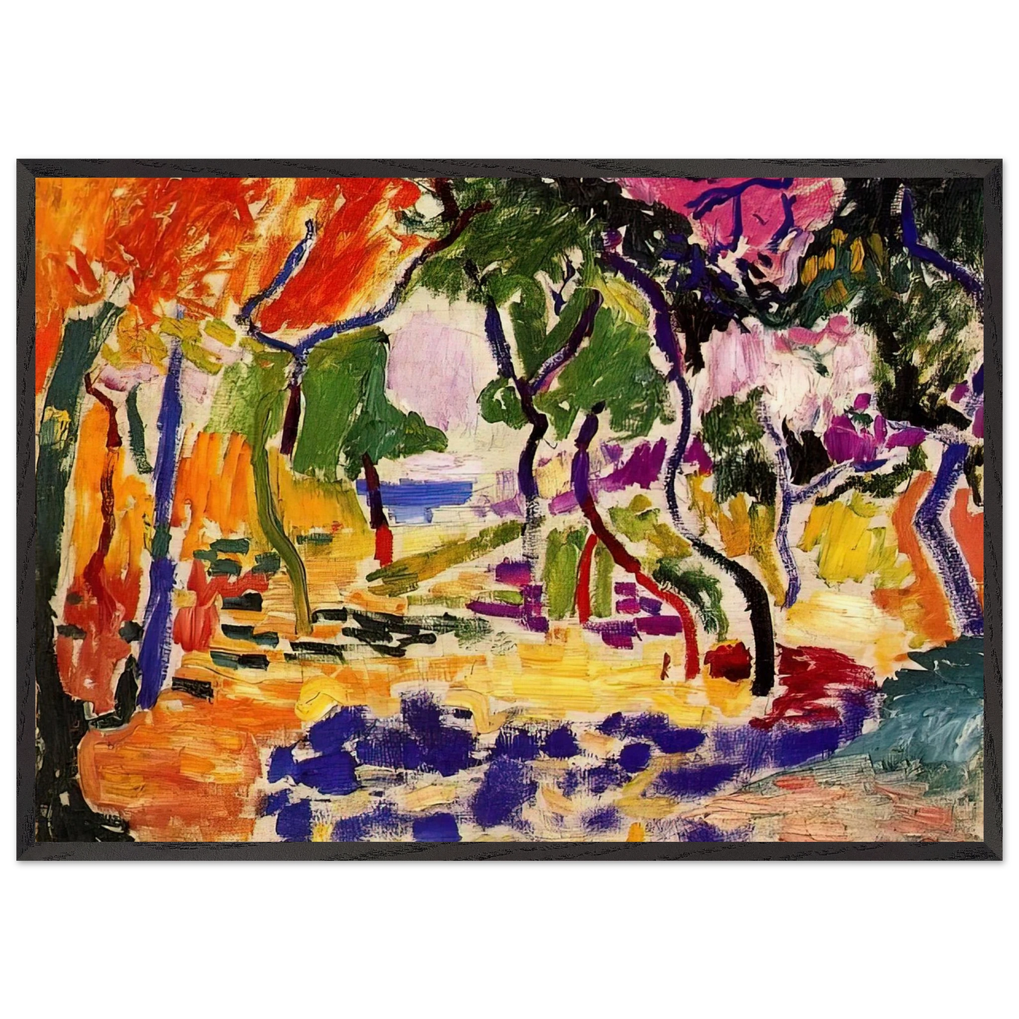 COUNTRYSIDE AT COLLIOURE 1905 - Henri Matisse 70x100 cm / 28x40 inches Framed Art Print – Black Wooden Frame