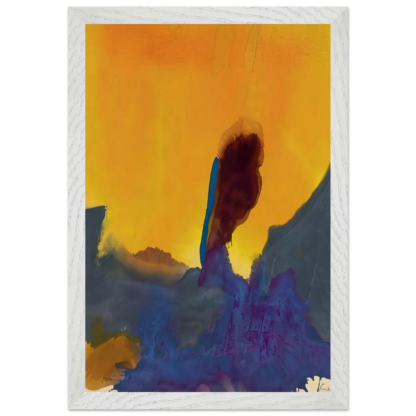 Helen Frankenthaler - Glow II - 1968 Wall art - 60x80 cm / 24x32 inches - Premium Wooden Framed Poster With Fine Art Paper-canvas - Black frame