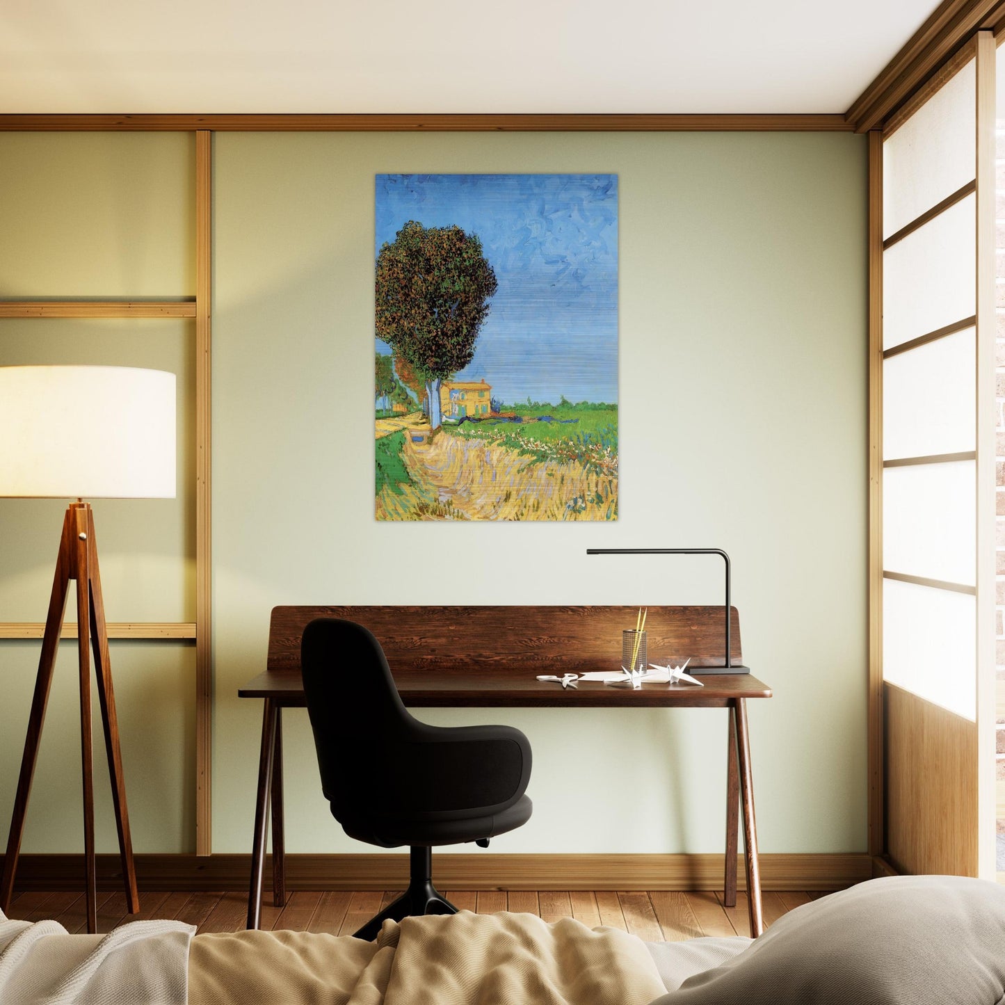 A Lane near Arles - Vincent van Gogh Brushed Aluminum Print - 70x100 cm / 28x40 inches | Vincent van Gogh Aluminum Print | Vincent van Gogh Prints