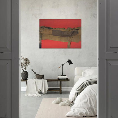 Sacking and Red - 1954 - Alberto Burri Brushed Aluminum Print - 70x100 cm / 28x40 inches | Alberto Burri Aluminum Print | Alberto Burri Prints