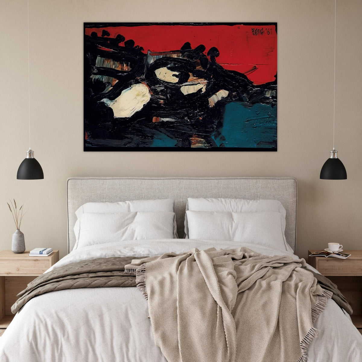 Ciel Rouge Sur Le Lac - 1961 - S. H. Raza Art Prints - 100x150 cm / 40x60″ inches | S. H. Raza Poster | S. H. Raza Prints