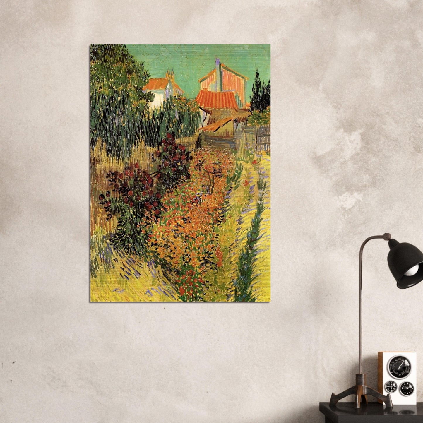 Garden Behind a House - Vincent van Gogh Brushed Aluminum Print - 70x100 cm / 28x40 inches | Vincent van Gogh Aluminum Print | Vincent van Gogh Prints