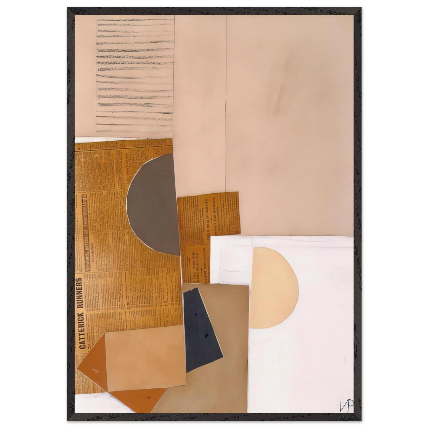ABSTRACT IN WHITE GREY AND OCHRE 1949 - Victor Pasmore 70x100 cm / 28x40 inches Framed Art Print – Black Wooden Frame