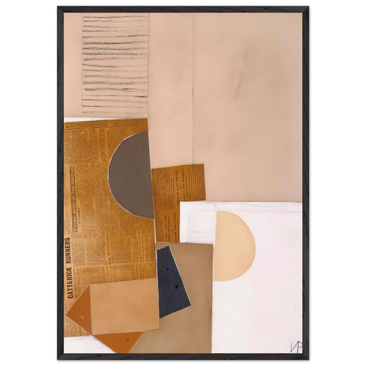 ABSTRACT IN WHITE GREY AND OCHRE 1949 - Victor Pasmore 70x100 cm / 28x40 inches Framed Art Print – Black Wooden Frame