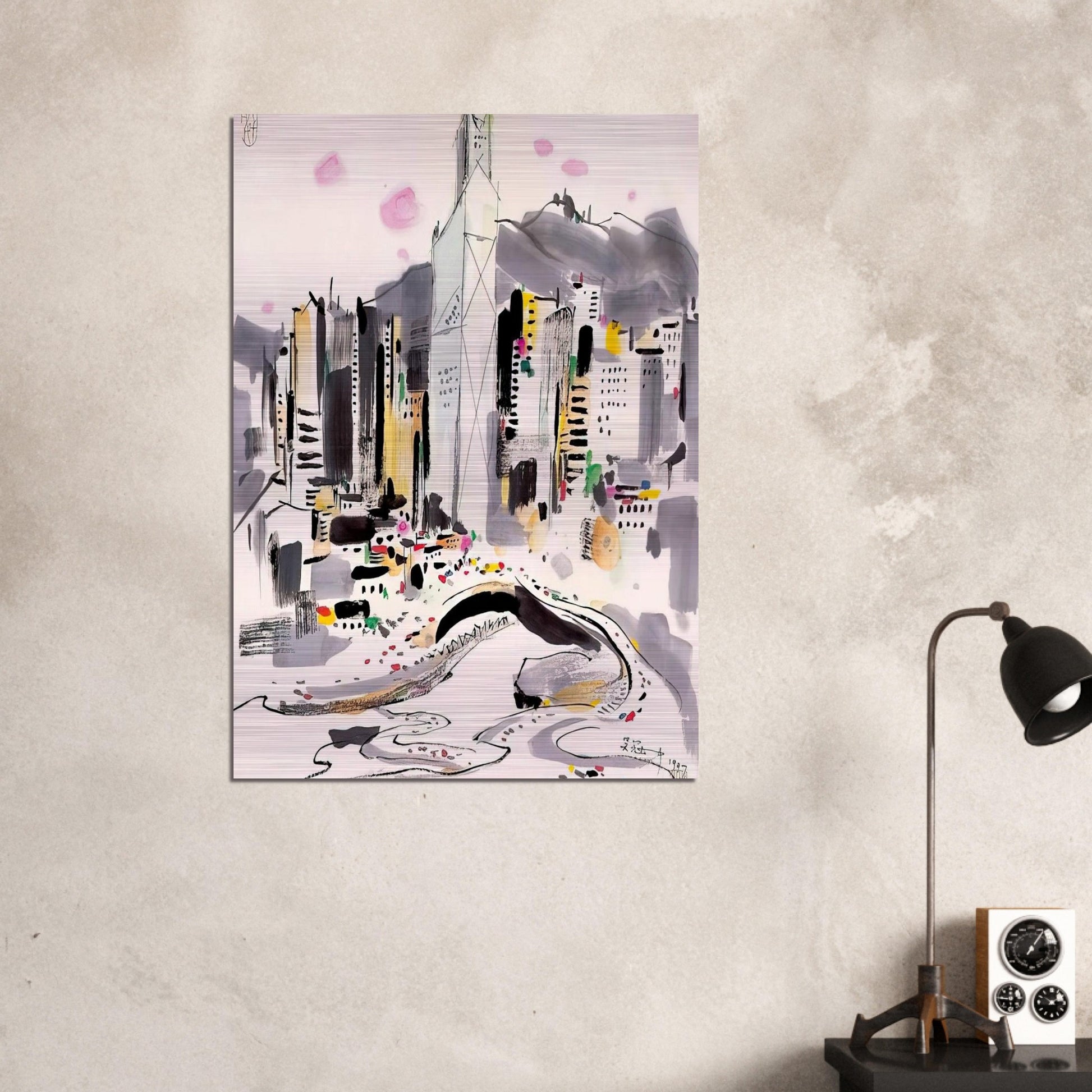 Hong Kong - 1997 - Wu Guanzhong Brushed Aluminum Print - 70x100 cm / 28x40 inches | Wu Guanzhong Aluminum Print | Wu Guanzhong Prints