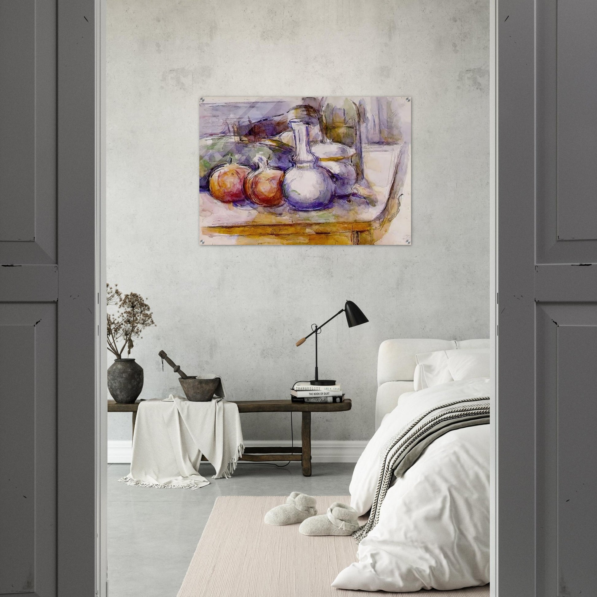 Still Life with Carafe, Sugar Bowl, Bottle, Pommegranates and Watermelon - Paul Cézanne Acrylic Print - 70x100 cm / 28x40″ inches | Paul Cézanne Wall Art | Paul Cézanne Prints
