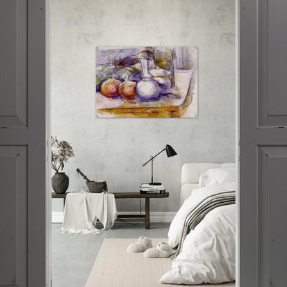 Still Life with Carafe, Sugar Bowl, Bottle, Pommegranates and Watermelon - Paul Cézanne Acrylic Print - 70x100 cm / 28x40″ inches | Paul Cézanne Wall Art | Paul Cézanne Prints
