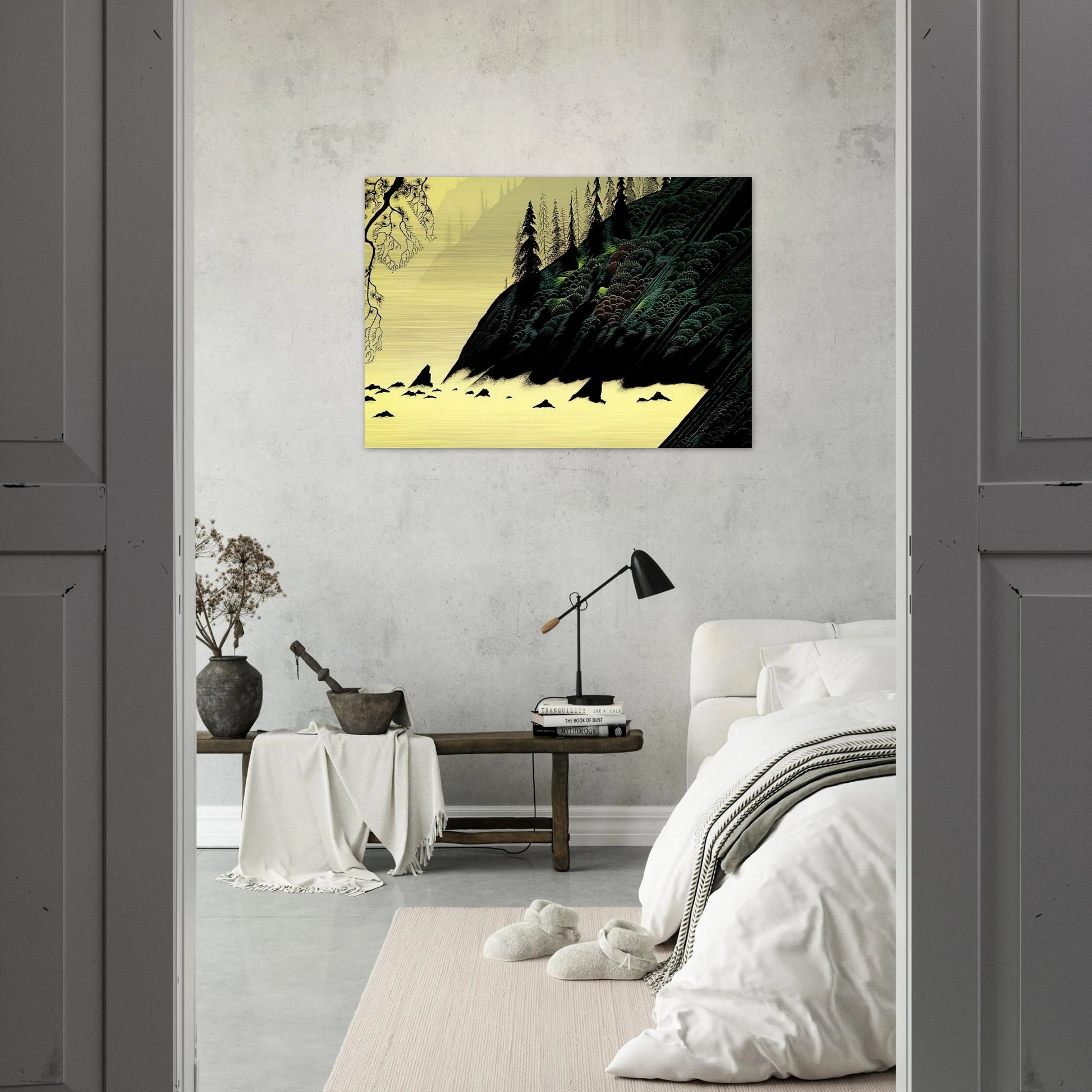 Spruce Redwood and Pine - Eyvind Earle Brushed Aluminum Print - 70x100 cm / 28x40 inches | Eyvind Earle Aluminum Print | Eyvind Earle Prints