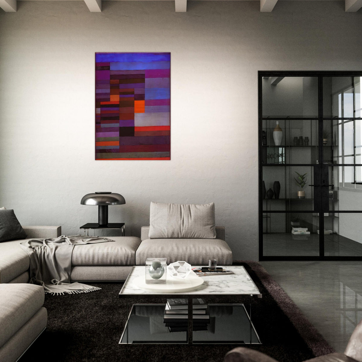FIRE EVENING 1929 - Paul Klee Brushed Aluminum Print - 70x100 cm / 28x40 inches | Paul Klee Aluminum Print | Paul Klee Prints