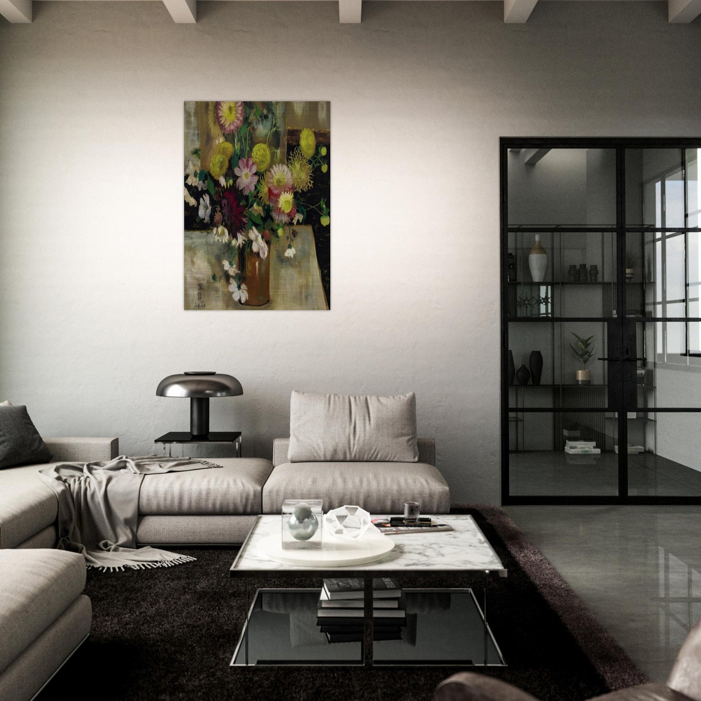 Anemones and Dahlias - Post-Impressionism - Le Pho Brushed Aluminum Print - 70x100 cm / 28x40 inches | Le Pho Aluminum Print | Le Pho Prints