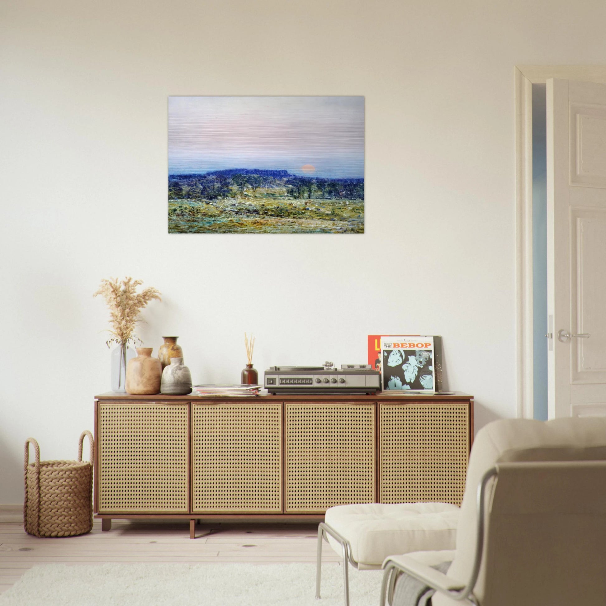 September Moonrise - Childe Hassam Brushed Aluminum Print - 70x100 cm / 28x40 inches | Childe Hassam Aluminum Print | Childe Hassam Prints