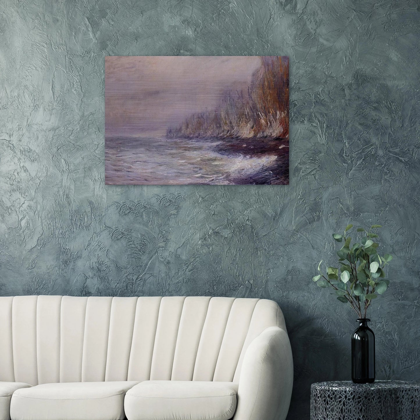 The Effect of Fog near Dieppe - claude monet Brushed Aluminum Print - 70x100 cm / 28x40 inches | claude monet Aluminum Print | claude monet Prints