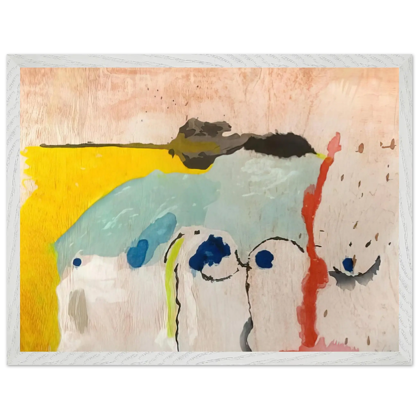 Helen Frankenthaler - Tales of Genji I - 1998 Wall art - 15x20 cm / 6x8 Inches - Premium Wooden Framed Poster With Fine Art Paper - Black frame