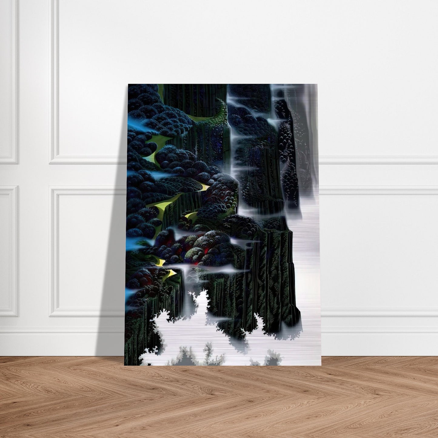 Sea Cliffs Rising - Eyvind Earle Brushed Aluminum Print - 70x100 cm / 28x40 inches | Eyvind Earle Aluminum Print | Eyvind Earle Prints