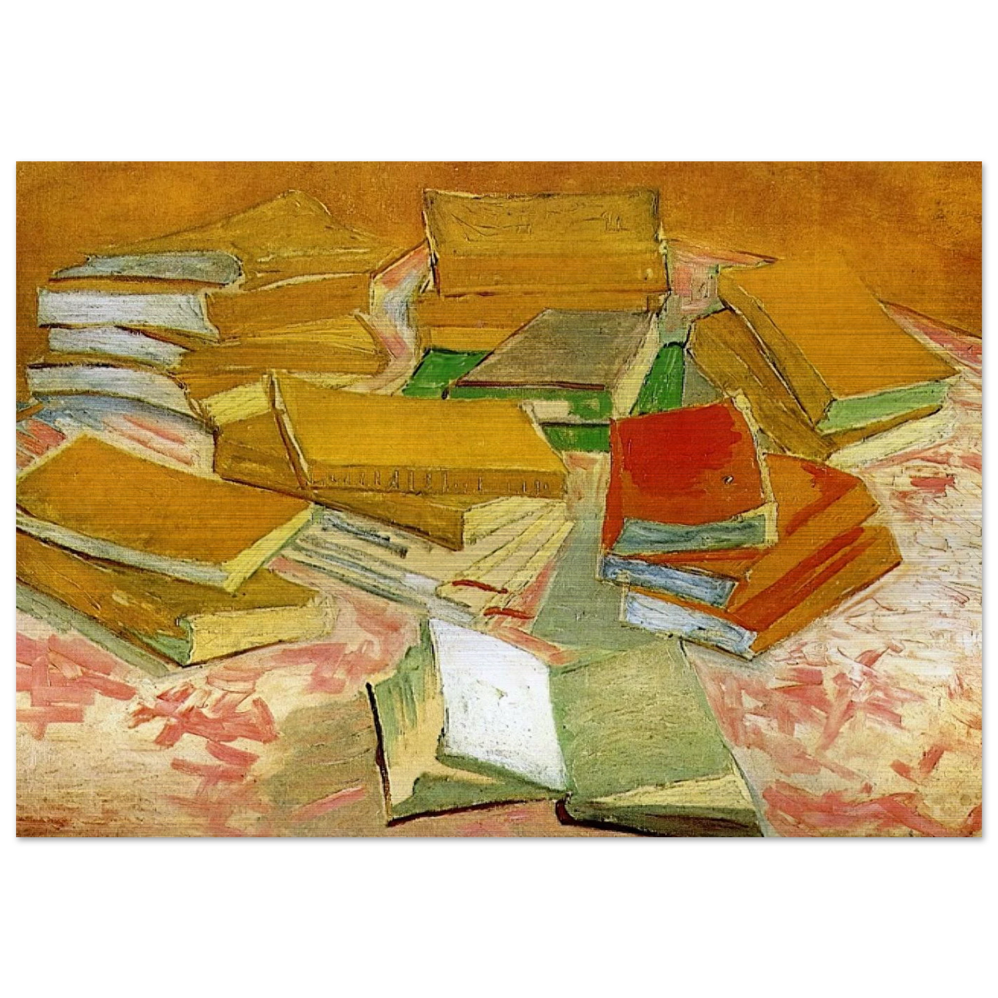 Still Life - French Novels - Vincent van Gogh Brushed Aluminum Print - 70x100 cm / 28x40 inches | Vincent van Gogh Aluminum Print | Vincent van Gogh Prints