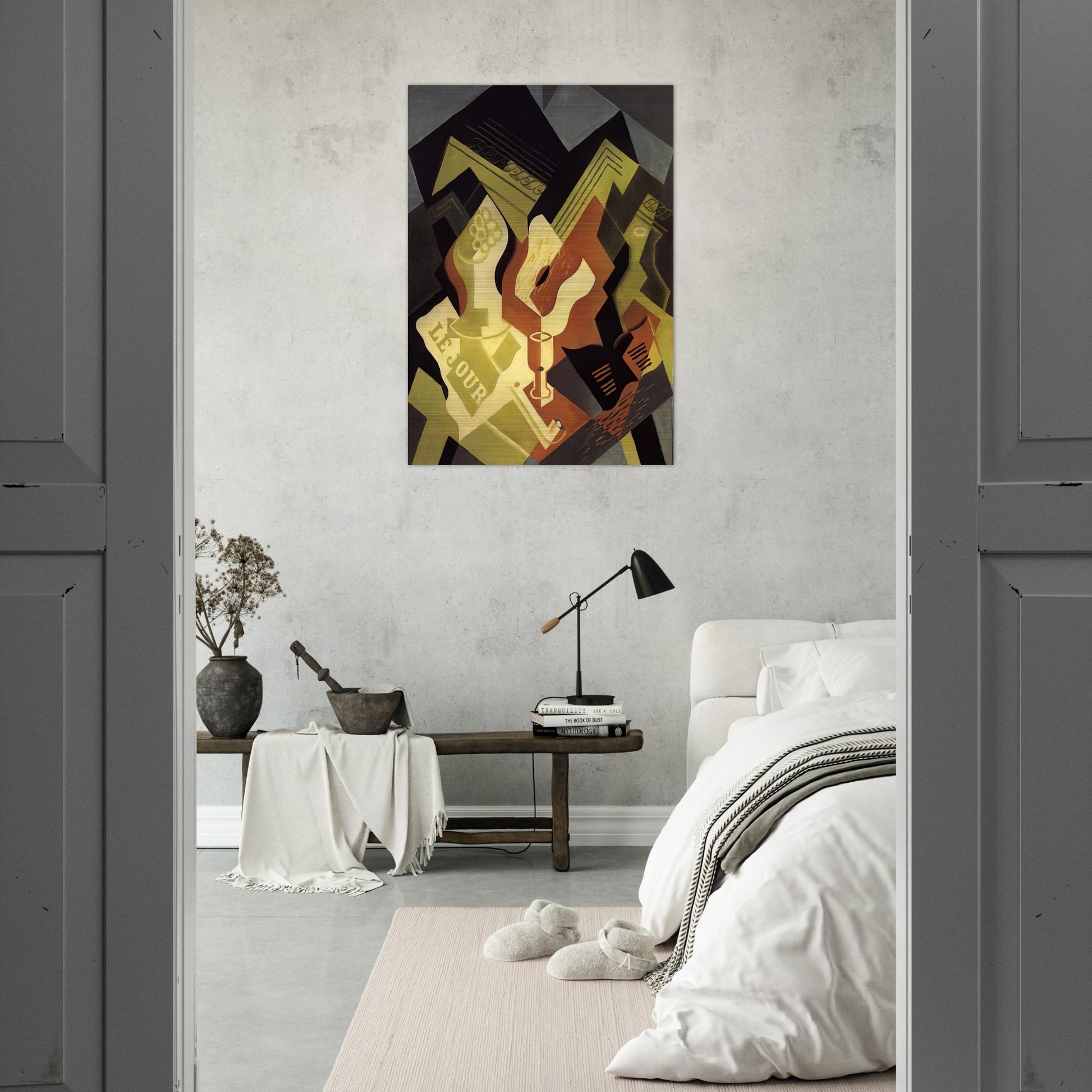 GUITAR AND FRUIT DISH - Juan Gris Brushed Aluminum Print - 70x100 cm / 28x40 inches | Juan Gris Aluminum Print | Juan Gris Prints