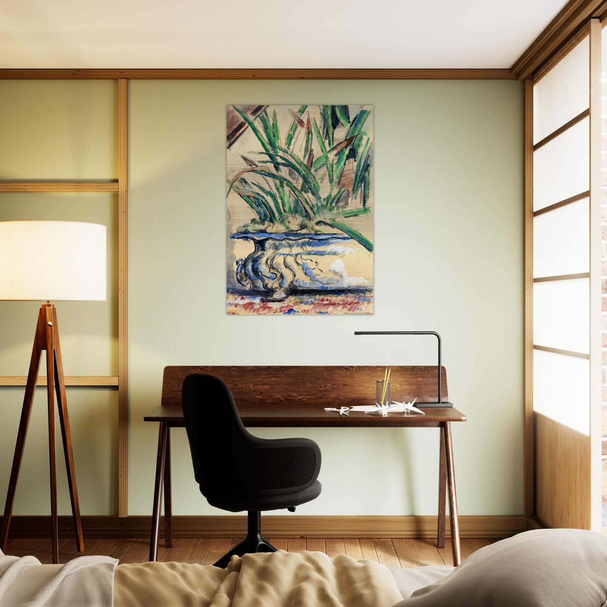 Blue Flowerpot - Paul Cézanne Brushed Aluminum Print - 70x100 cm / 28x40 inches | Paul Cézanne Aluminum Print | Paul Cézanne Prints