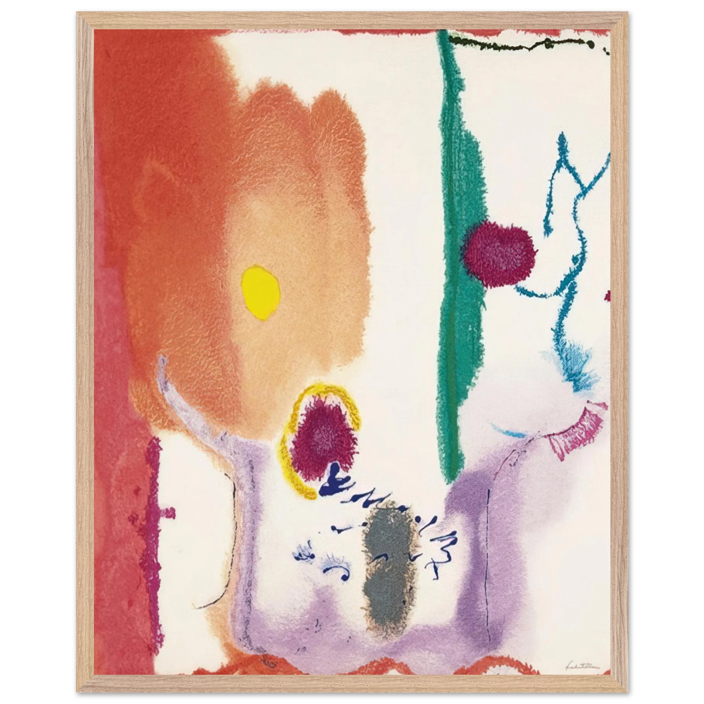 Helen Frankenthaler - Beginnings - 2002 Wall art - 21x29.7 cm / 8x12" - Premium Wooden Framed Poster With Fine Art Paper - Black frame
