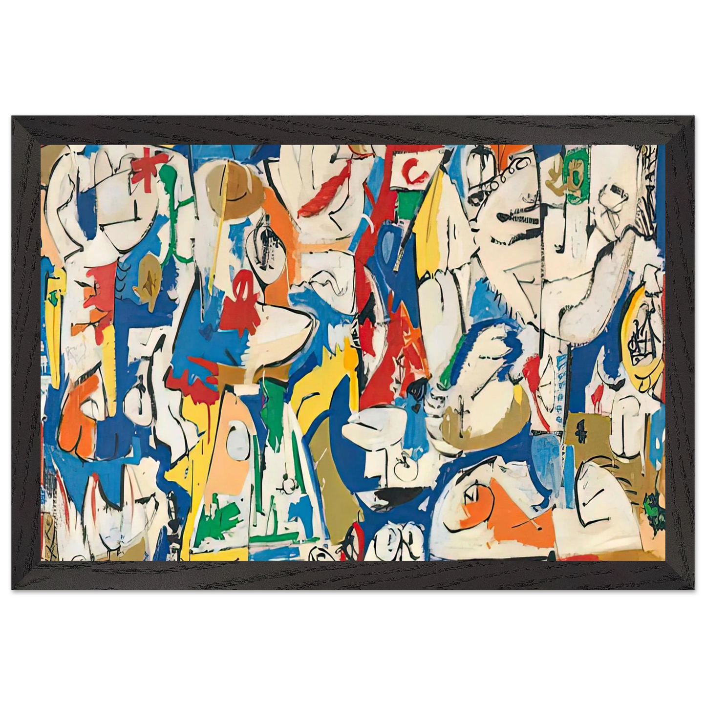 Helen Frankenthaler - The Jugglers, 1951- Wall Art - 21x29.7 cm / 8x12" - Premium Wooden Framed Poster With Fine Art Paper-canvas - White frame