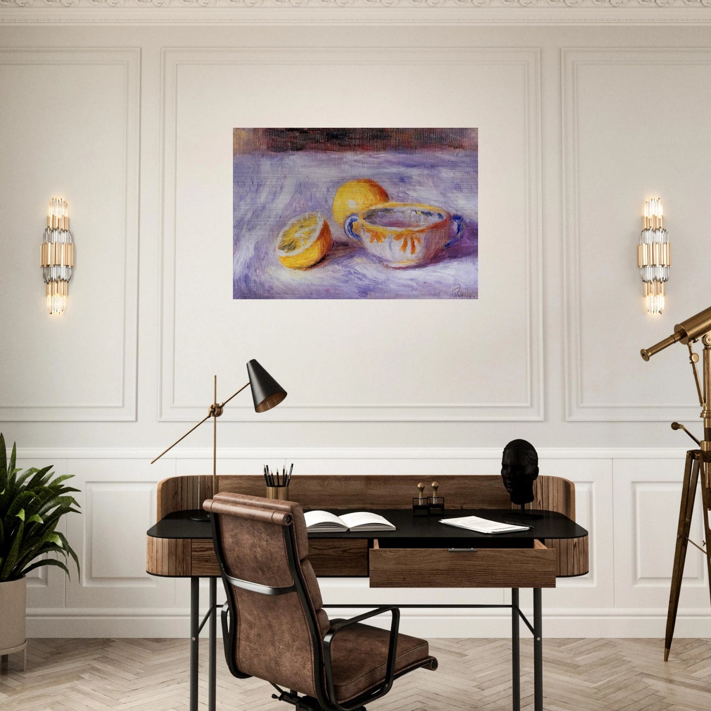 Still Life with Lemons - Pierre-Auguste Renoir Brushed Aluminum Print - 70x100 cm / 28x40 inches | Pierre-Auguste Renoir Aluminum Print | Pierre-Auguste Renoir Prints