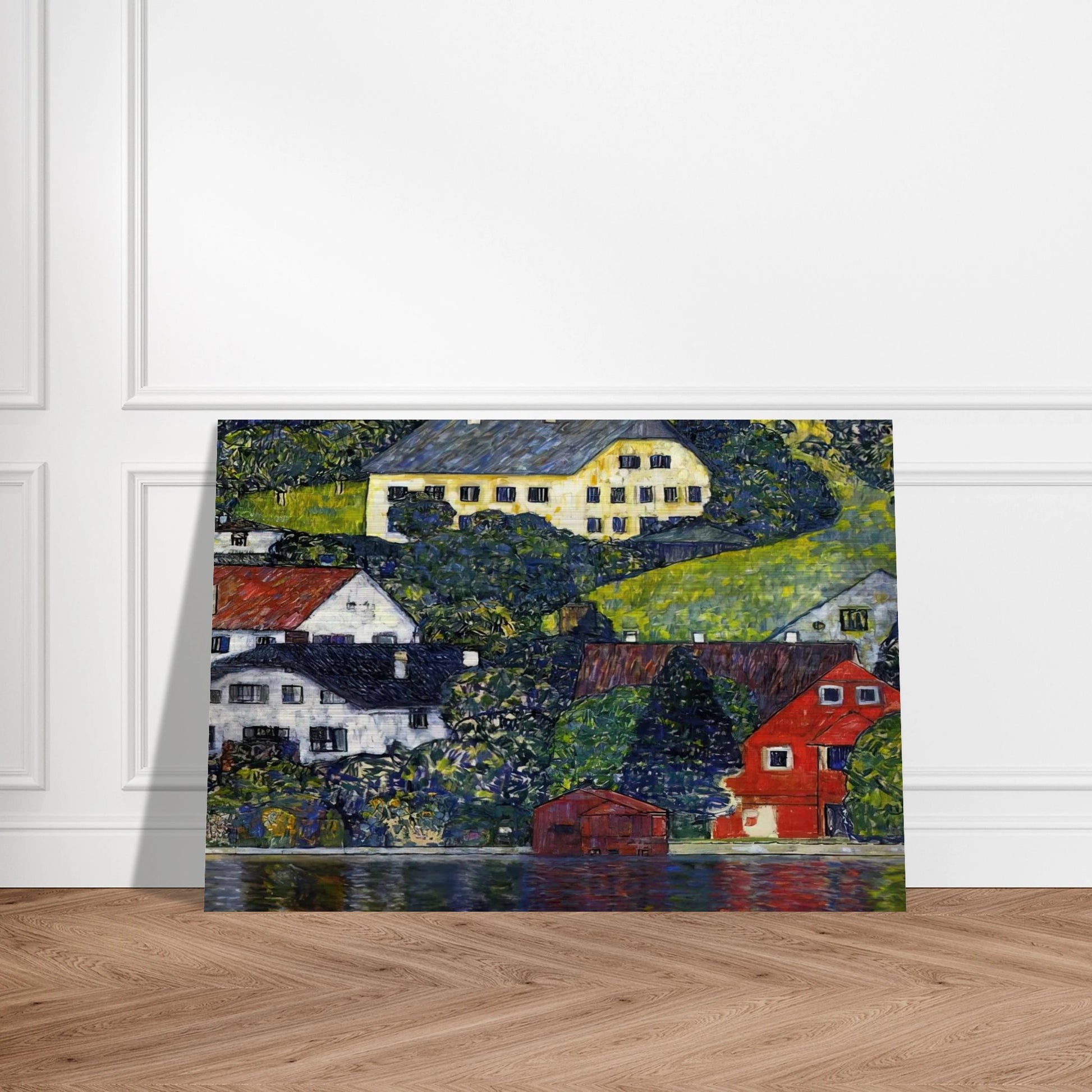 HOUSES AT UNTERACH ON THE ATTERSEE - Gustav Klimt Brushed Aluminum Print - 70x100 cm / 28x40 inches | Gustav Klimt Aluminum Print | Gustav Klimt Prints