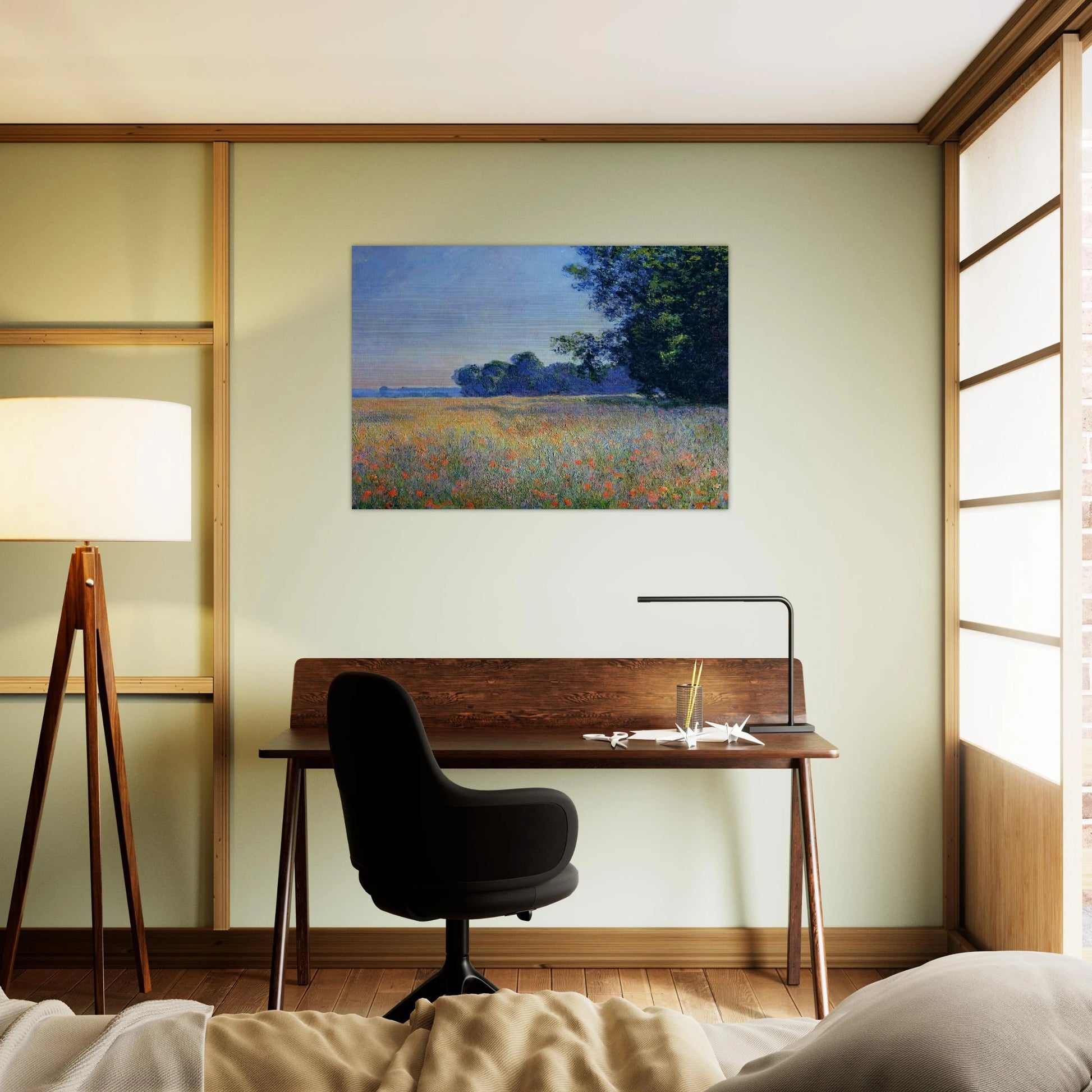 Oat and Poppy Field, Giverny - claude monet Brushed Aluminum Print - 70x100 cm / 28x40 inches | claude monet Aluminum Print | claude monet Prints