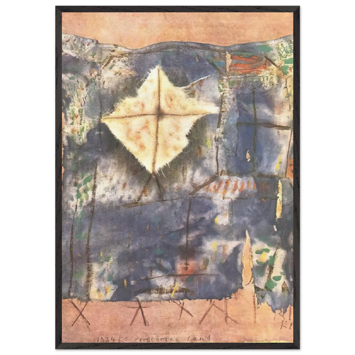 RAVAGED LAND 1921 - Paul Klee 70x100 cm / 28x40 inches Framed Art Print – Black Wooden Frame