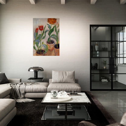 Three Pots of Tulips - claude monet Brushed Aluminum Print - 70x100 cm / 28x40 inches | claude monet Aluminum Print | claude monet Prints