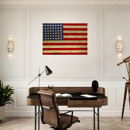 FLAG - Jasper Johns Brushed Aluminum Print - 70x100 cm / 28x40 inches | Jasper Johns Aluminum Print | Jasper Johns Prints
