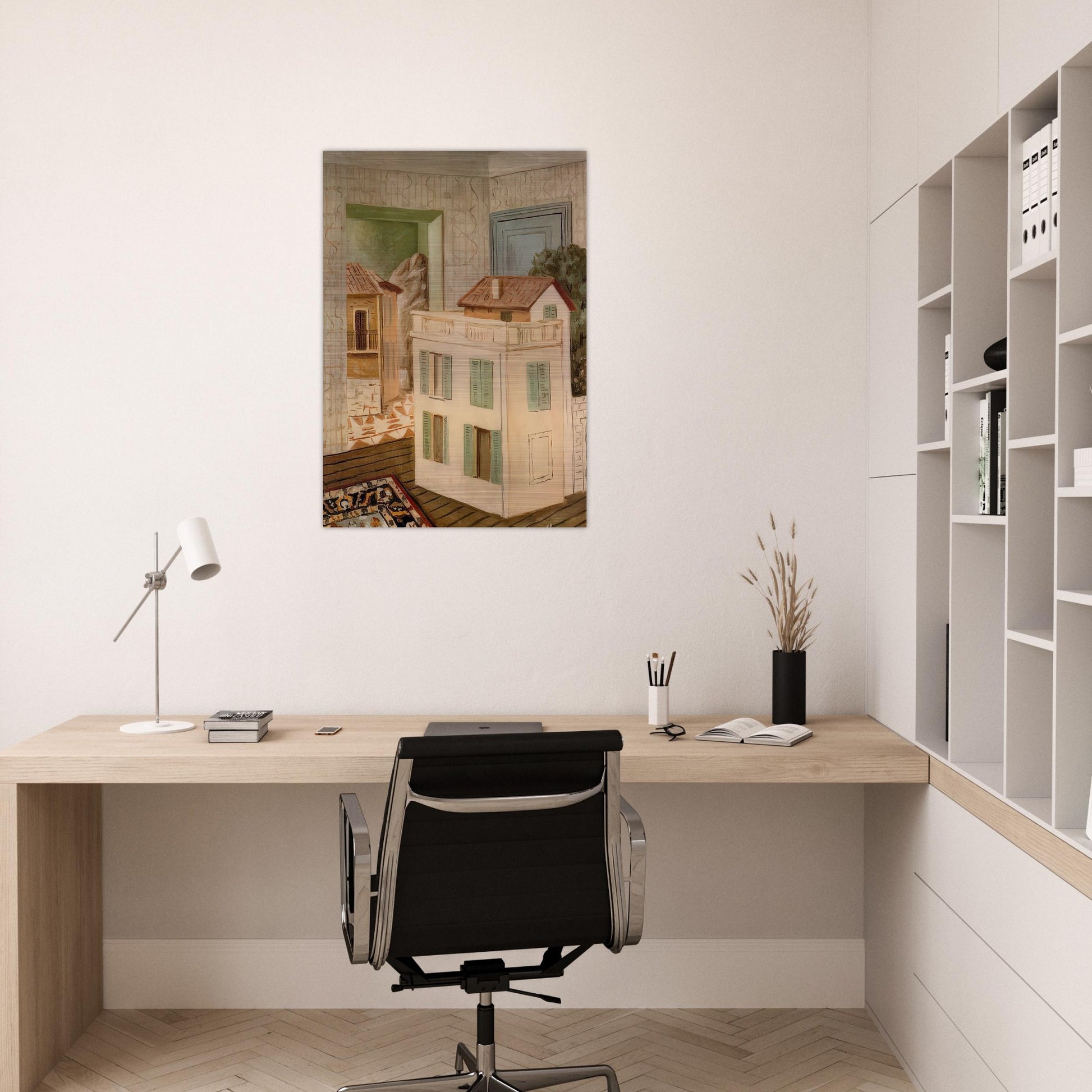 THE HOUSE IN THE HOUSE - Giorgio de Chirico Brushed Aluminum Print - 70x100 cm / 28x40 inches | Giorgio de Chirico Aluminum Print | Giorgio de Chirico Prints