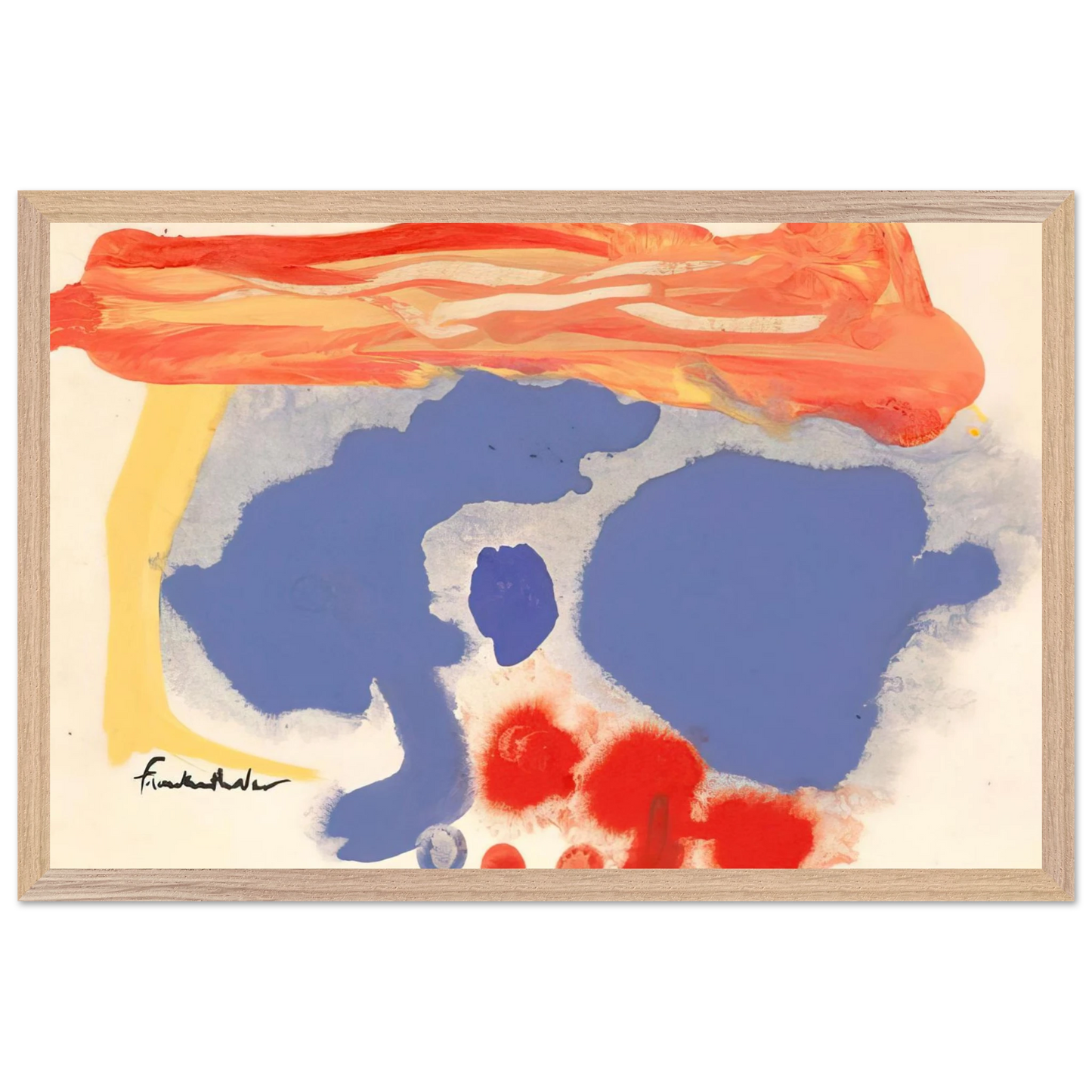 Helen Frankenthaler - Summerscene, Provincetown - 1961 Wall art - 30x45 cm / 12x18 inches - Premium Wooden Framed Poster With Fine Art Paper-canvas - Black frame