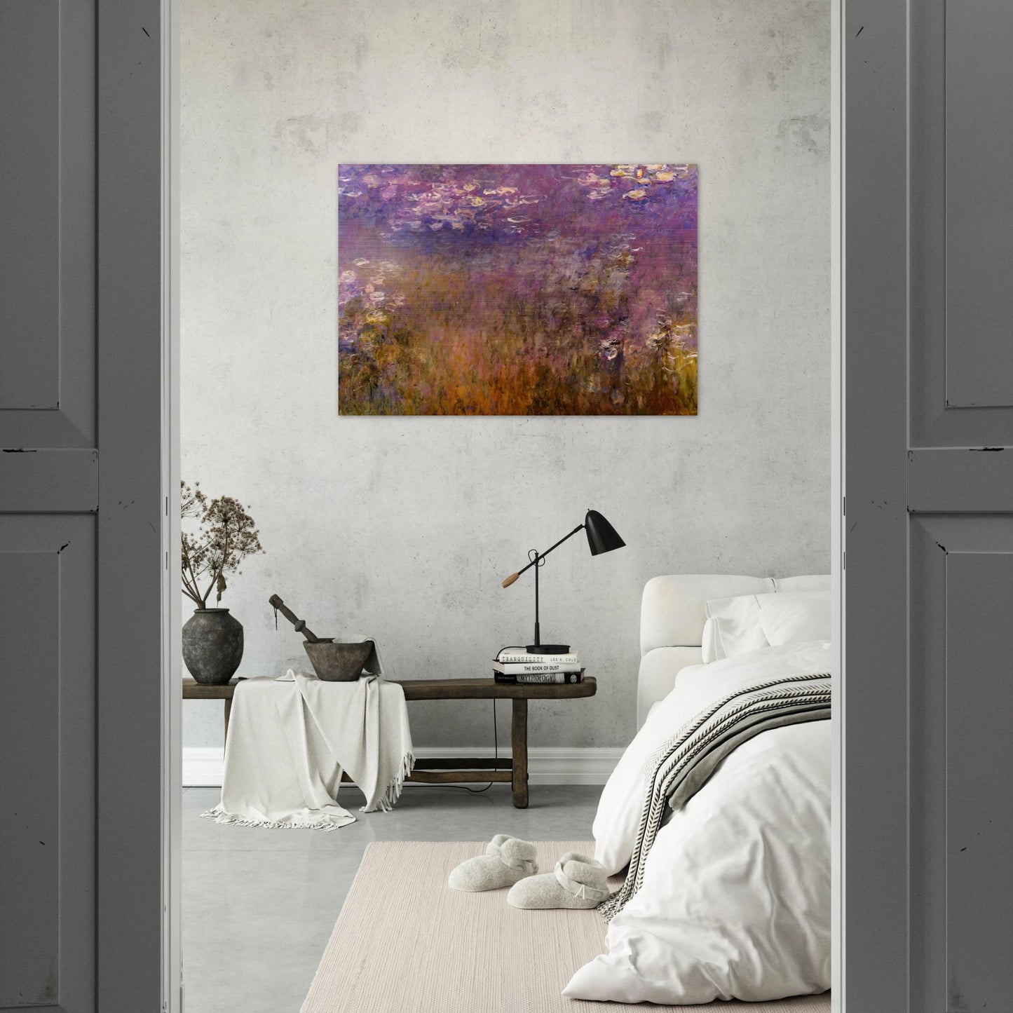 Agapanthus center panel - claude monet Brushed Aluminum Print - 70x100 cm / 28x40 inches | claude monet Aluminum Print | claude monet Prints