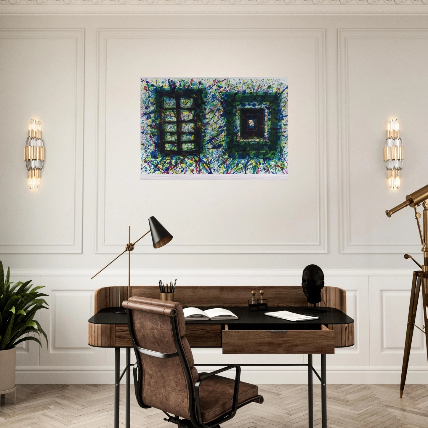 Concert Hall Set III  SF-232  - Sam Francis Brushed Aluminum Print - 70x100 cm / 28x40 inches | Sam Francis Aluminum Print | Sam Francis Prints