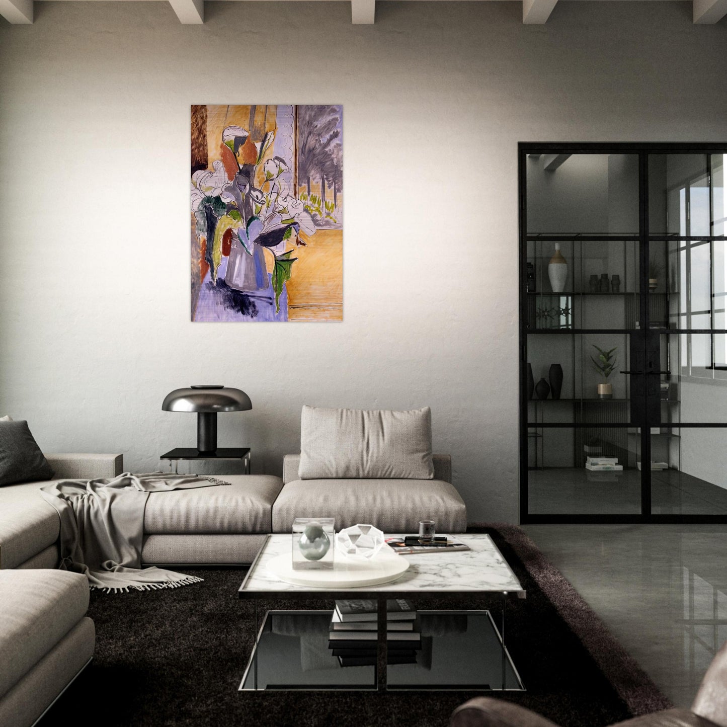 BOUQUET OF FLOWERS ON A VERANDA 1912 - Henri Matisse Brushed Aluminum Print - 70x100 cm / 28x40 inches | Henri Matisse Aluminum Print | Henri Matisse Prints