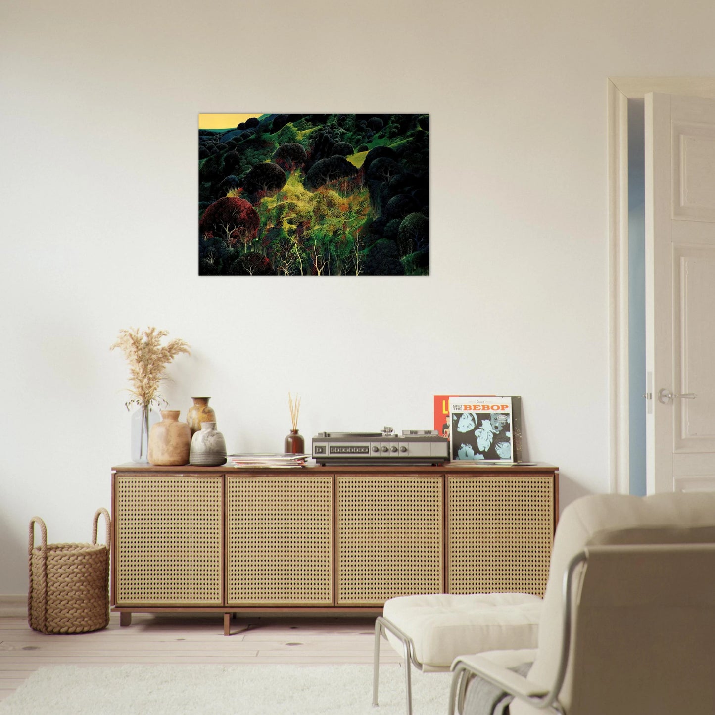 Autumn Fields - Eyvind Earle Brushed Aluminum Print - 70x100 cm / 28x40 inches | Eyvind Earle Aluminum Print | Eyvind Earle Prints