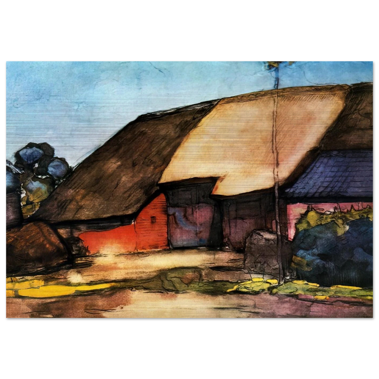 Small farm on Nistelrode - Piet Mondrian Brushed Aluminum Print - 70x100 cm / 28x40 inches | Piet Mondrian Aluminum Print | Piet Mondrian Prints