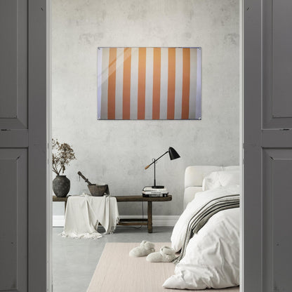 Peinture acrylique blanche sur tissu rayé blanc et orange - 1967 - Daniel Buren Acrylic Print - 70x100 cm / 28x40″ inches
