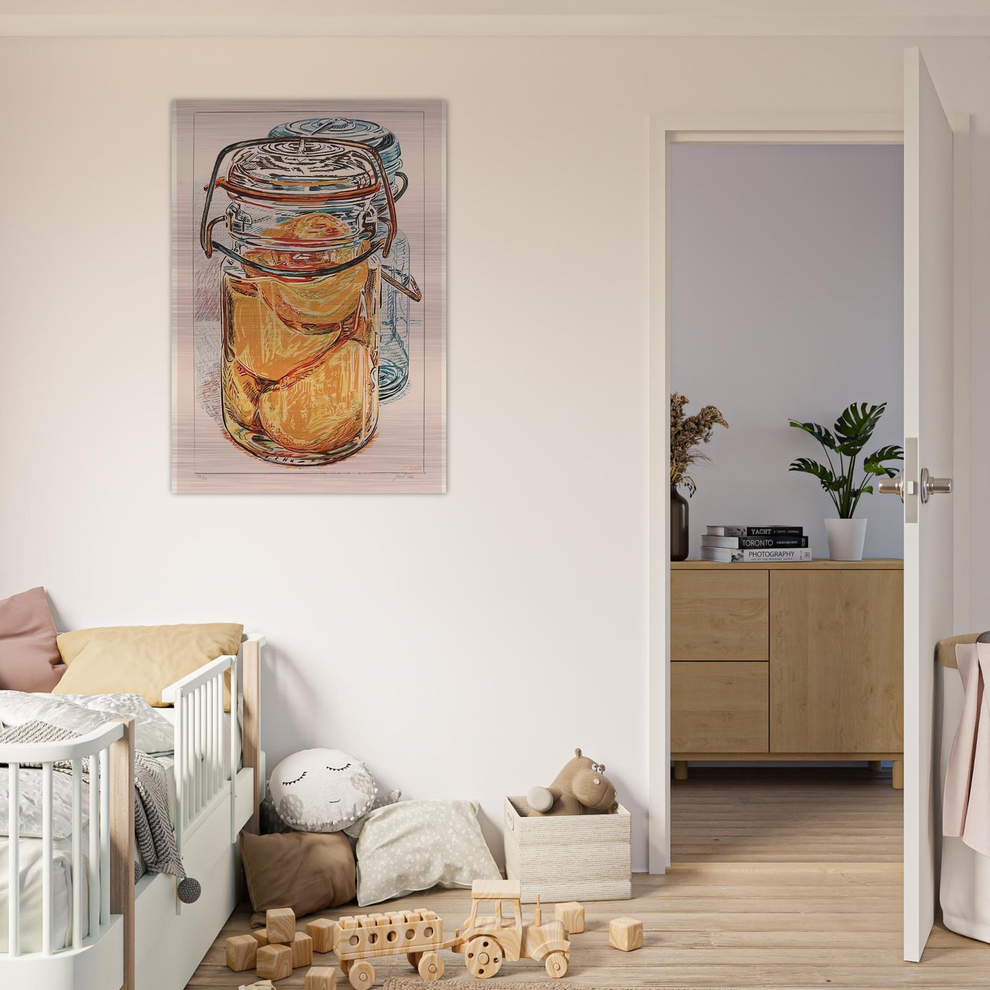 PRESERVED PEACHES 1975 - Janet Fish Brushed Aluminum Print - 70x100 cm / 28x40 inches | Janet Fish Aluminum Print | Janet Fish Prints
