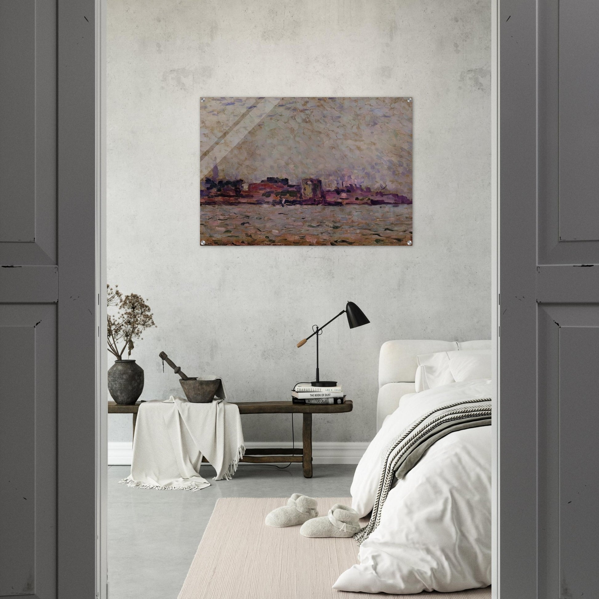 MORNING FOG OVER THE PORT OF VEER HOLLAND 1906 - Theo van Rysselberghe Acrylic Print - 70x100 cm / 28x40″ inches