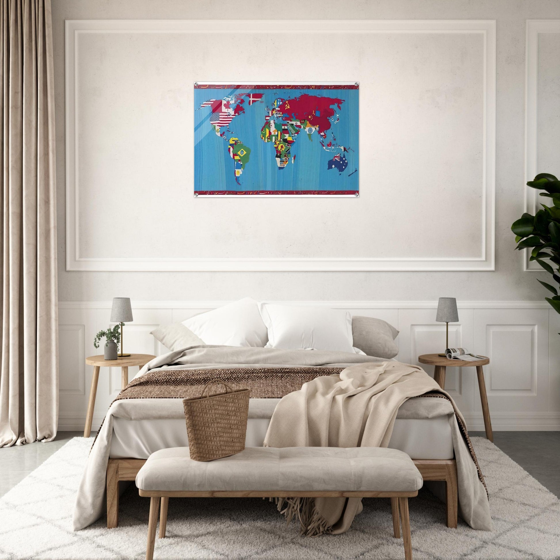 MAPPA DEL MONDO 1988 - Alighiero Boetti Acrylic Print - 70x100 cm / 28x40″ inches | Alighiero Boetti Wall Art | Alighiero Boetti Prints