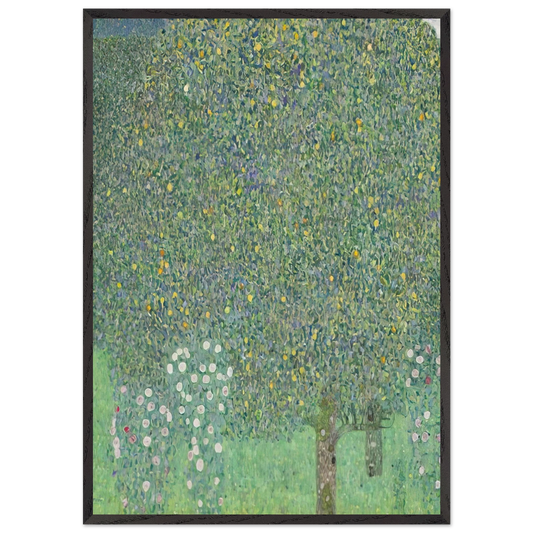 ROSES UNDER THE TREES - Gustav Klimt 70x100 cm / 28x40 inches Framed Art Print – Black Wooden Frame