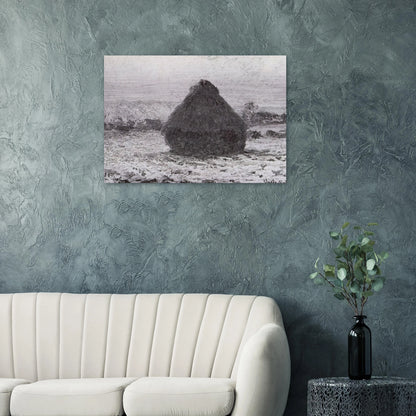 Grainstack in the Sunlight, Snow Effect - claude monet Brushed Aluminum Print - 70x100 cm / 28x40 inches | claude monet Aluminum Print | claude monet Prints