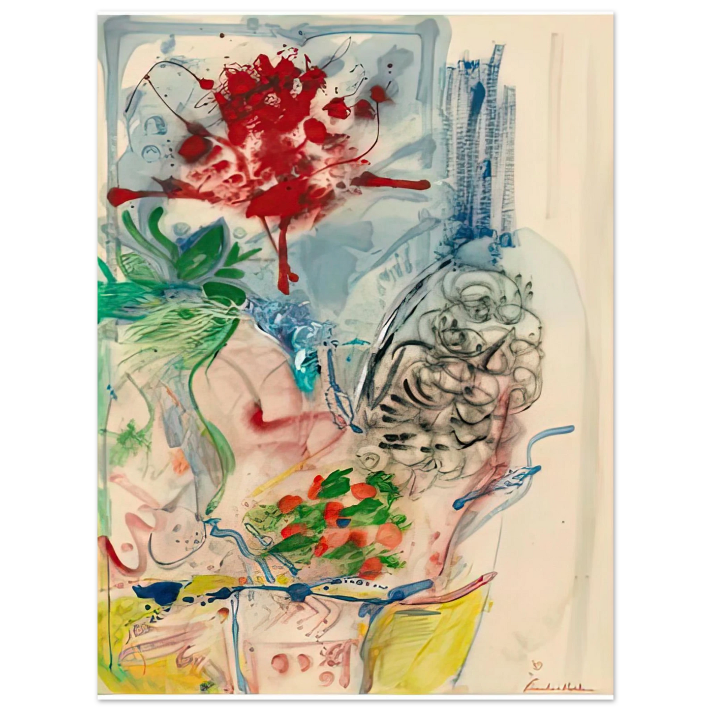 Helen Frankenthaler - LÃ¢â‚¬â„¢Amour Toujours LÃ¢â‚¬â„¢Amour, 1957- Wall Art - 21x29.7 cm / 8x12" - Fine Art Poster-canvas - -